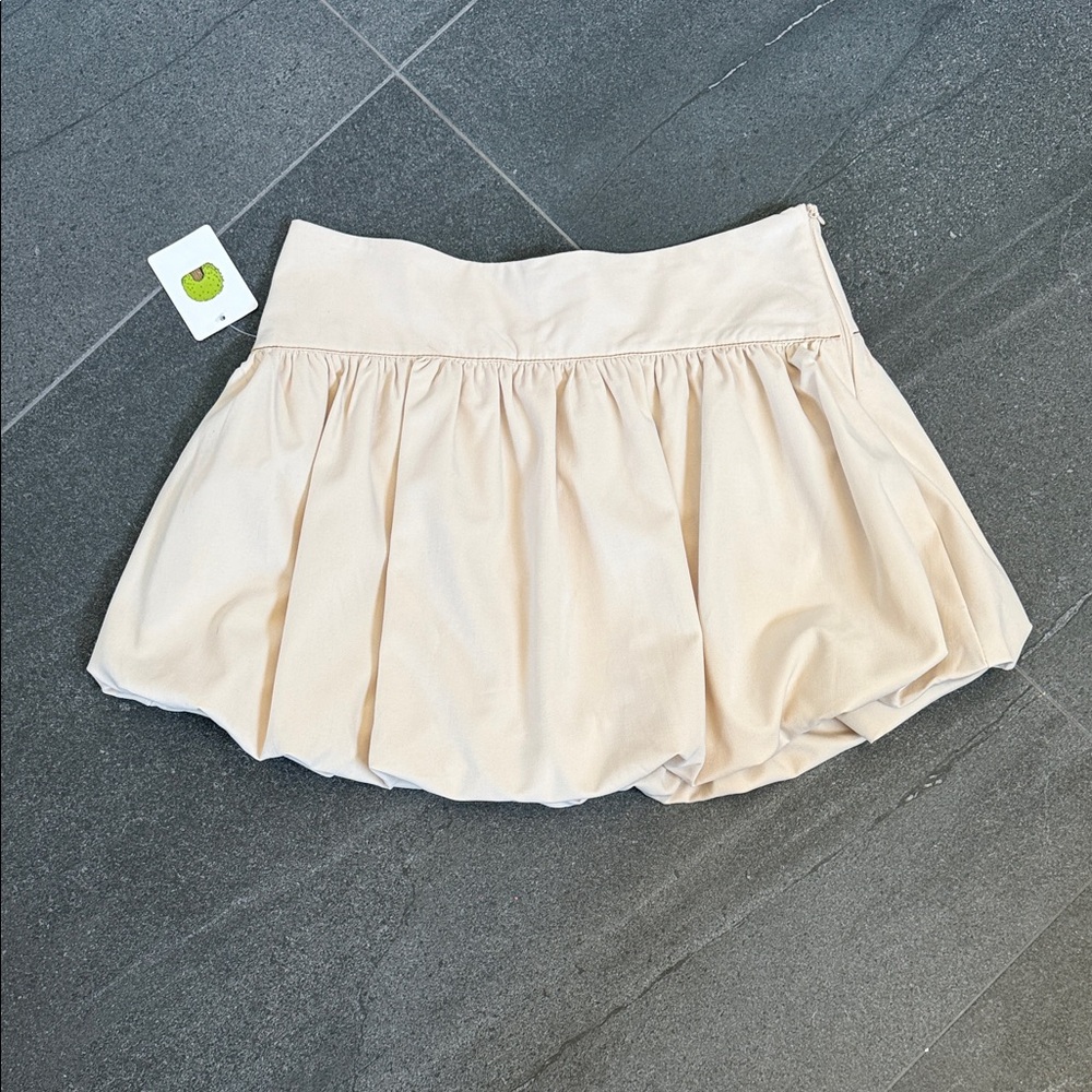 Cream Pleated Mini Skort